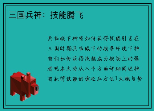 三国兵神：技能腾飞